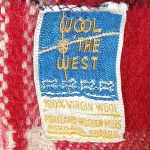 wool o west Bedding Vintage Wool O The West Portland Woolen Mills Blanketthrow Red Black Ivory Poshmark